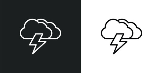 Poster - thunderbolt line icon in white and black colors. thunderbolt flat vector icon from thunderbolt collection for web, mobile apps and ui.