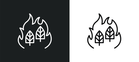 Canvas Print - wildfire line icon in white and black colors. wildfire flat vector icon from wildfire collection for web, mobile apps and ui.