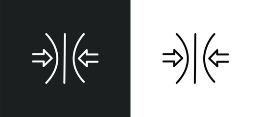 Poster - compress line icon in white and black colors. compress flat vector icon from compress collection for