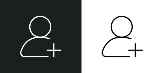 Poster - add user line icon in white and black colors. add user flat vector icon from add user collection for web, mobile apps and ui.