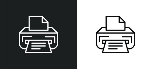 Fototapete - printer with paper line icon in white and black colors. printer with paper flat vector icon from printer with paper collection for web, mobile apps and ui.