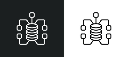 Wall Mural - data connection line icon in white and black colors. data connection flat vector icon from data connection collection for web, mobile apps and ui.