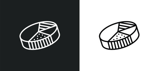 Poster - pie with four areas line icon in white and black colors. pie with four areas flat vector icon from pie with four areas collection for web, mobile apps and ui.