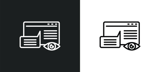 Poster - data viewer line icon in white and black colors. data viewer flat vector icon from data viewer collection for web, mobile apps and ui.