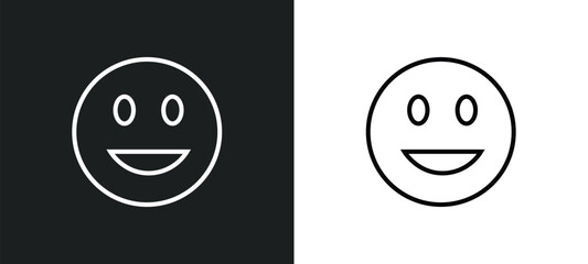 Poster - smiling smile line icon in white and black colors. smiling smile flat vector icon from smiling smile collection for web, mobile apps and ui.