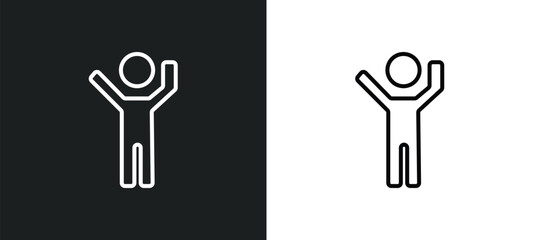 Poster - about successful man line icon in white and black colors. about successful man flat vector icon from about successful man collection for web, mobile apps and ui.