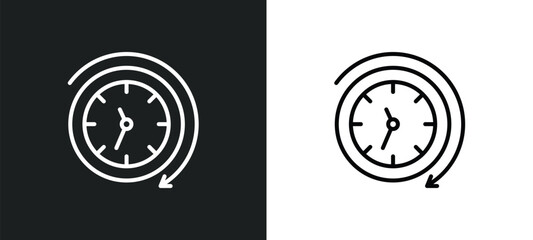 Poster - anti clockwise line icon in white and black colors. anti clockwise flat vector icon from anti clockwise collection for web, mobile apps and ui.