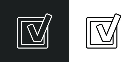 Poster - check box line icon in white and black colors. check box flat vector icon from check box collection for web, mobile apps and ui.