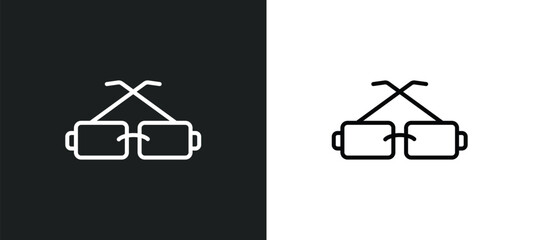 Poster - square glasses line icon in white and black colors. square glasses flat vector icon from square glasses collection for web, mobile apps and ui.