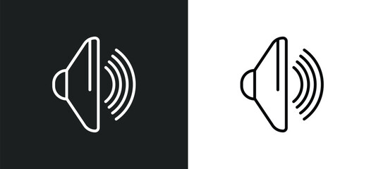 Poster - loud audio line icon in white and black colors. loud audio flat vector icon from loud audio collection for web, mobile apps and ui.