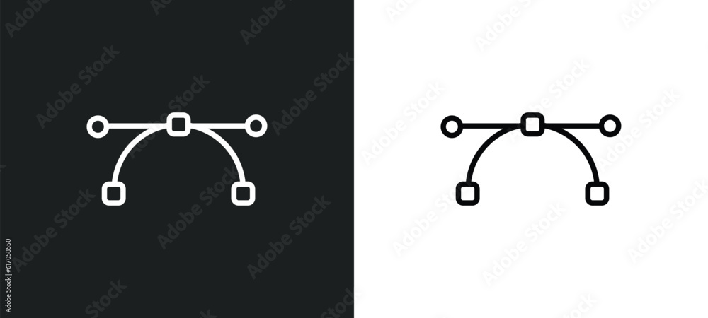anchor point line icon in white and black colors. anchor point flat ...