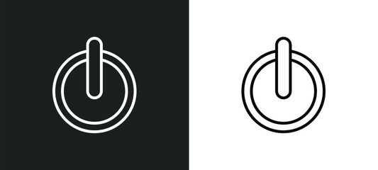 Poster - on off power button line icon in white and black colors. on off power button flat vector icon from o