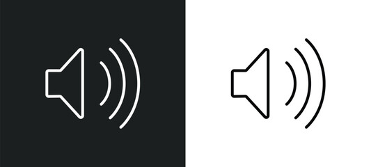 Poster - sound on line icon in white and black colors. sound on flat vector icon from sound on collection for web, mobile apps and ui.