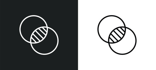 Poster - intersect line icon in white and black colors. intersect flat vector icon from intersect collection for web, mobile apps and ui.
