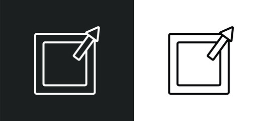 Poster - external line icon in white and black colors. external flat vector icon from external collection for web, mobile apps and ui.