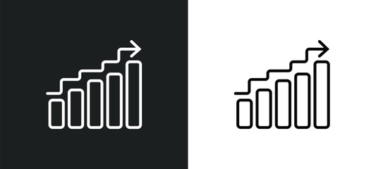 Poster - increasing line icon in white and black colors. increasing flat vector icon from increasing collection for web, mobile apps and ui.