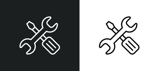 Poster - mechanic tool line icon in white and black colors. mechanic tool flat vector icon from mechanic tool