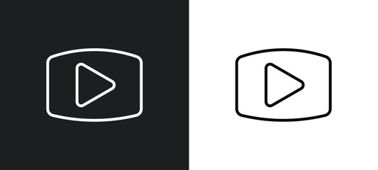  - video play line icon in white and black colors. video play flat vector icon from video play collection for web, mobile apps and ui.