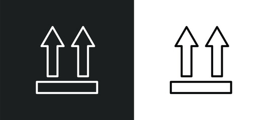 Poster - up side line icon in white and black colors. up side flat vector icon from up side collection for web, mobile apps and ui.