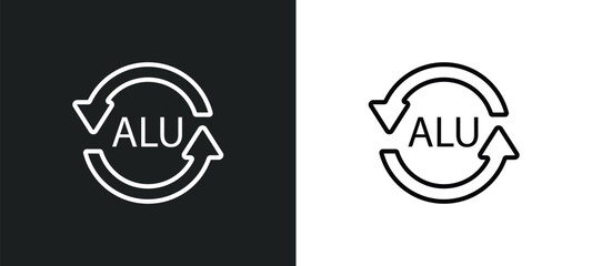 Poster - alu line icon in white and black colors. alu flat vector icon from alu collection for web, mobile apps and ui.
