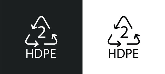 Poster - hdpe 2 line icon in white and black colors. hdpe 2 flat vector icon from hdpe 2 collection for web, mobile apps and ui.