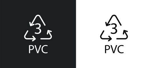 Poster - 3 pvc line icon in white and black colors. 3 pvc flat vector icon from 3 pvc collection for web, mobile apps and ui.