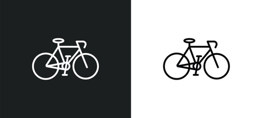 Poster - vintage bicycle line icon in white and black colors. vintage bicycle flat vector icon from vintage bicycle collection for web, mobile apps and ui.