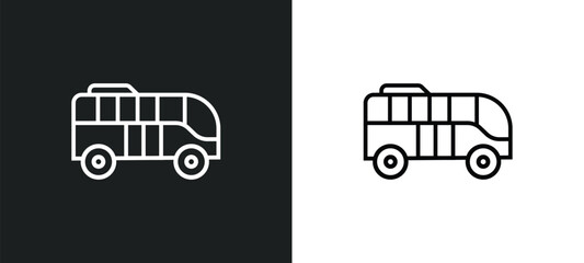 Canvas Print - modern bus line icon in white and black colors. modern bus flat vector icon from modern bus collection for web, mobile apps and ui.