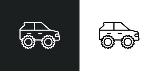 Poster - all terrain vehicle line icon in white and black colors. all terrain vehicle flat vector icon from all terrain vehicle collection for web, mobile apps and ui.