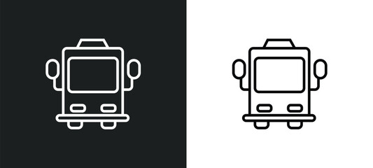 Poster - bus front with driver line icon in white and black colors. bus front with driver flat vector icon from bus front with driver collection for web, mobile apps and ui.