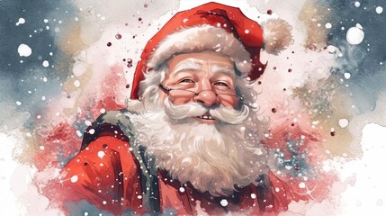 Watercolor art of Anime style Santa Claus character illustration. Christmas and New year holiday painting. Generative AI