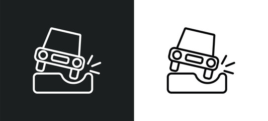 Canvas Print - pothole line icon in white and black colors. pothole flat vector icon from pothole collection for web, mobile apps and ui.