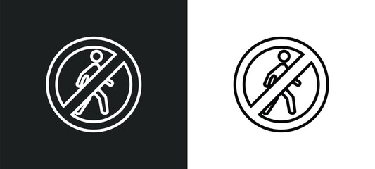 Poster - no entry line icon in white and black colors. no entry flat vector icon from no entry collection for