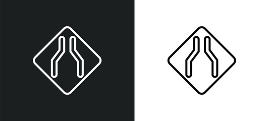 Poster - narrow bridge line icon in white and black colors. narrow bridge flat vector icon from narrow bridge collection for web, mobile apps and ui.