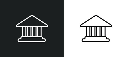 Poster - museum line icon in white and black colors. museum flat vector icon from museum collection for web, mobile apps and ui.