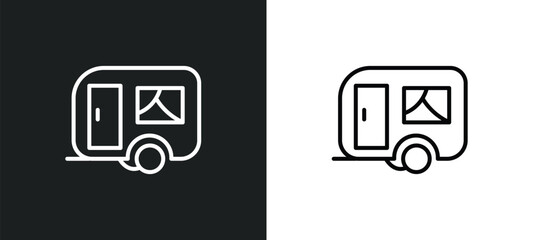 Poster - house on wheels line icon in white and black colors. house on wheels flat vector icon from house on wheels collection for web, mobile apps and ui.