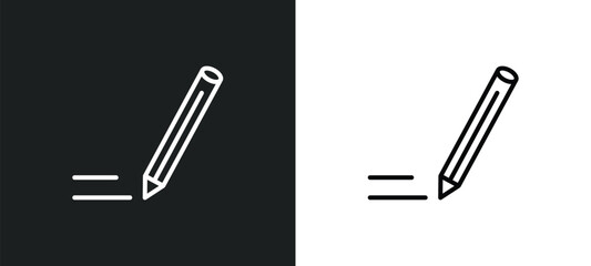 Poster - pencil tool line icon in white and black colors. pencil tool flat vector icon from pencil tool collection for web, mobile apps and ui.
