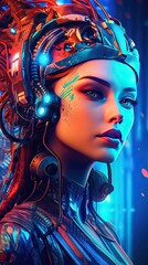 Wall Mural - Futuristic design of Actor character illustration. Colorful modern style art. Generative AI