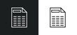spreadsheet line icon in white and black colors. spreadsheet flat vector icon from spreadsheet collection for web, mobile apps and ui.