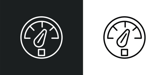 Poster - vehicle speedometer line icon in white and black colors. vehicle speedometer flat vector icon from vehicle speedometer collection for web, mobile apps and ui.