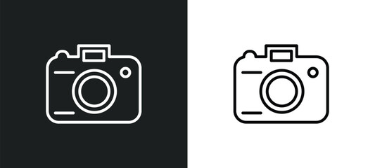 Poster - digital photo camera line icon in white and black colors. digital photo camera flat vector icon from digital photo camera collection for web, mobile apps and ui.
