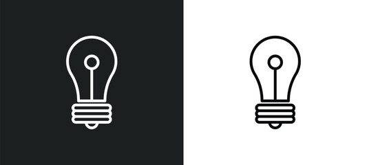 Poster - light bulb turned off line icon in white and black colors. light bulb turned off flat vector icon from light bulb turned off collection for web, mobile apps and ui.