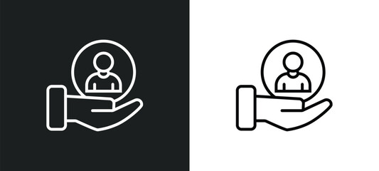 Poster - client line icon in white and black colors. client flat vector icon from client collection for web, mobile apps and ui.