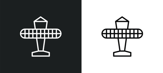 Poster - solar plane line icon in white and black colors. solar plane flat vector icon from solar plane collection for web, mobile apps and ui.