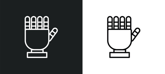 Poster - robotic hand line icon in white and black colors. robotic hand flat vector icon from robotic hand collection for web, mobile apps and ui.