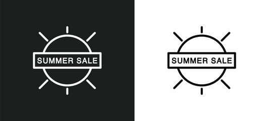 Poster - summer sale line icon in white and black colors. summer sale flat vector icon from summer sale collection for web, mobile apps and ui.
