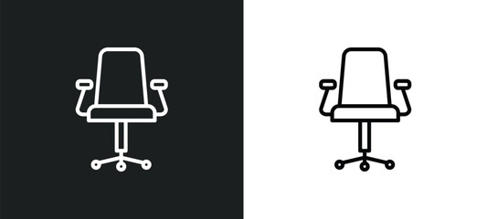 Poster - desk chair line icon in white and black colors. desk chair flat vector icon from desk chair collection for web, mobile apps and ui.