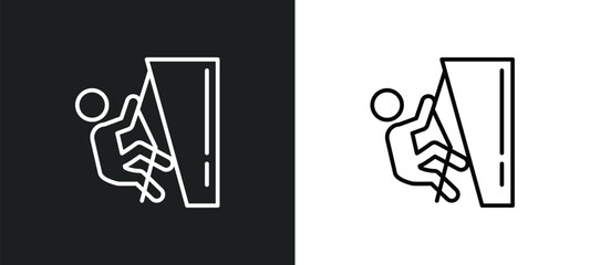Poster - climber line icon in white and black colors. climber flat vector icon from climber collection for we