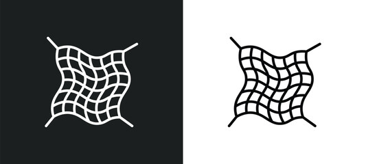 Poster - fishing net line icon in white and black colors. fishing net flat vector icon from fishing net colle