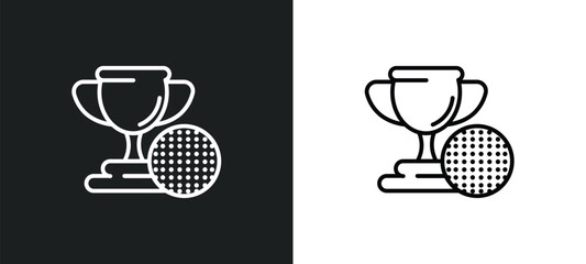 Poster - golf champion line icon in white and black colors. golf champion flat vector icon from golf champion collection for web, mobile apps and ui.